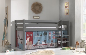 Perdea de joacă cu tema PET SHOP pentru pat semi-supraetajat pentru copii PINO, albastru – Vipack