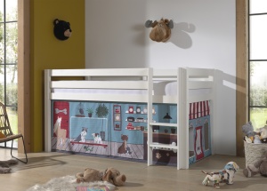 Perdea de joacă cu tema PET SHOP pentru pat semi-supraetajat pentru copii PINO, albastru – Vipack - Img 4