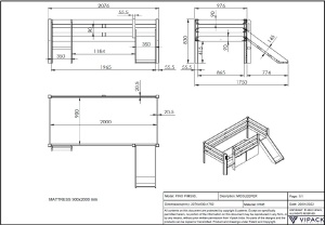 PINO dormitor intermediar + scară + glisieră, set de 2 sertare și raft suspendat. - Img 3