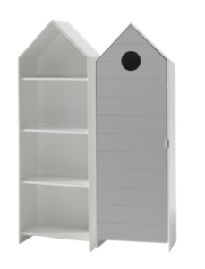 Set 2 Dulapuri pentru Copii Căsuță, Gri și Alb, (MDF) – CASAMI – Vipack - Img 2