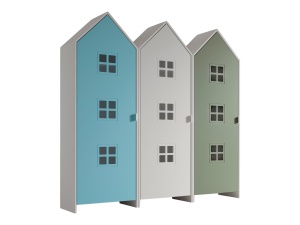 Set 3 Dulapuri pentru Copii Căsuță, Albastru, Alb și Verde, (MDF) – CASAMI BRUGES – Vipack - Img 2