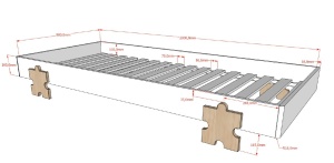 Set 3 paturi stivuibile pentru copii MODULO, gri, din MDF și pin masiv, cu somiere cu lamele incluse – Vipack - Img 3