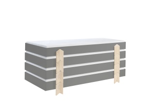 Set 4 paturi stivuibile pentru copii MODULO, gri, din MDF și pin masiv, cu somiere cu lamele incluse – Vipack - Img 3
