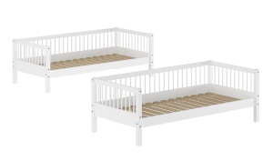Set Complet: Pat Supraetajat Forrest Beech pentru Camera Copii, 90x200 cm, cu Sertar Pat și Barieră de Siguranță, din Lemn Masiv de Fag, Alb – Vipack - Img 10
