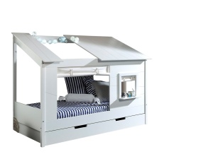 Set de Pat copii Vipack conține un Pat copii Vipack 26 acoperiș și o perdea hb902614 și un sertar pentru Pat copii Vipack - Img 1