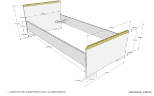 Set LONDON în culoarea antracit format dintr-un Pat copii (90x200) cu noptieră, Dulap camera copii cu 2 uși și birou cu cărucior de birou. - Img 3