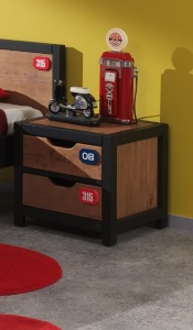 Set Mobilier Cameră Copii ALEX, 2 Piese, Pat 90x200 cm, Somieră Inclusă, Pin Masiv, Detalii Funky – Vipack - Img 7
