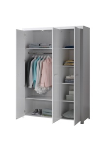 Set Mobilier Cameră Copii ERIK: Pat Supraetajat 90x200 cm, Dulap 3 Uși și Comodă cu 2 Sertare, Alb – Vipack - Img 8