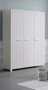 Set Mobilier Cameră Copii ERIK: Pat Supraetajat 90x200 cm, Dulap 3 Uși și Comodă cu 2 Sertare, Alb – Vipack - Img 2