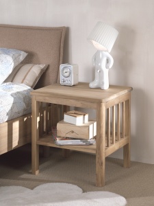 Set Mobilier Camera Copii Forrest Oak, Pat 90x200 cm cu Tăblie Textilă, Dulap cu 3 Uși și Noptieră, din Lemn de Stejar, Natur – Vipack - Img 4