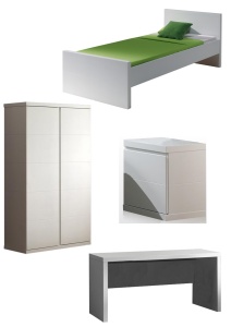Set Mobilier Cameră Lara pentru Copii/Tineri, Alb – Pat 90x200 cm, Noptieră, Dulap 2 Uși și Birou – Vipack - Img 2