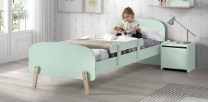 Set Mobilier Kiddy pentru Camera Copii – Pat 90x200 cm, Noptieră & Bară Siguranță – Verde Mentă – Vipack - Img 1