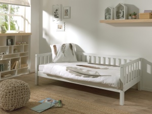 Set Pat Cabină Fritz 90x200 cm cu Sertar Suplimentar, pentru Copii, Alb – Vipack - Img 1