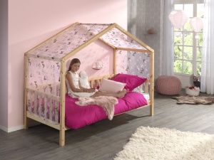 Set Pat Căsuță, cu Protecție și Perdea Fluturi, Natur, 90 x 200 cm, Pin Masiv – Dallas – Vipack - Img 5