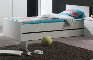 Set Pat Individual Lara 90x200 cm cu Sertar, pentru Copii/Tineri, Alb – Vipack - Img 1