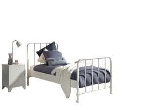Set Pat Metalic și Noptieră, Alb, 90 x 200 cm (Metal) – BRONXX – Vipack - Img 2