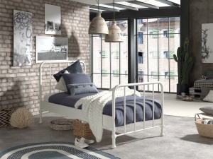 Set Pat Metalic și Noptieră, Alb, 90 x 200 cm (Metal) – BRONXX – Vipack - Img 7