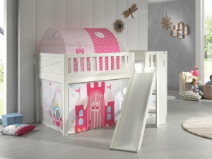 Set SCOTT este format din pătuț înalt cu tobogan, perdea de joacă PRINCESS și tunel. - Img 2