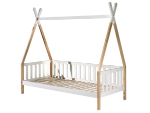 Set TIPI este format din Pat copii înalt cu gard (90 x 200 cm) și un sertar în culoare culoare lemn natural. - Img 4
