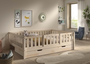 This DALLAS combination in natural consists of a cabin bed (140 x 200 cm) with bed drawer and safety rail. - Img 2