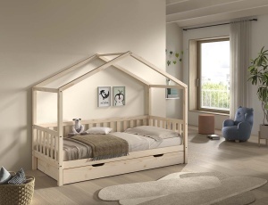 This DALLAS combination in natural consists of a house bed (90 x 200 cm) and bed drawer. - Img 2
