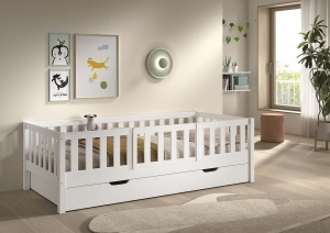 This DALLAS combination in white consists of a cabin bed (90 x 200 cm) with bed drawer and safety rail. - Img 2