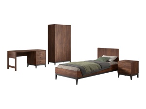 This ILYAS combination consists of a bed (90 x 200 cm), nightstand, 2-door wardrobe and desk.