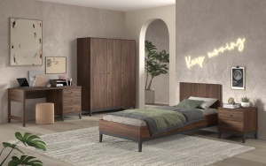This ILYAS combination consists of a bed (90 x 200 cm), nightstand, 3-door wardrobe and desk. - Img 2