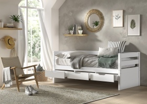 This MARGRIT combination in white consists of a cabin bed (90 x 200 cm) with three storage drawers and a matching pull-out bed. - Img 10
