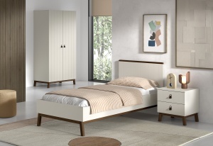 This SEZANE combination in clay consists of a bed (90 x 200 cm), a bedside table and a 2-door wardrobe.
