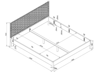 Această combinație OLIVE este formată dintr-un pat dublu cu un cap din frânghie țesută (180 x 200 cm) și două noptiere. - Img 2
