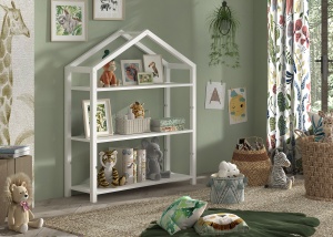 Bibliotecă în formă de Căsuță, Alb, MDF – Dallas – Vipack - Img 1