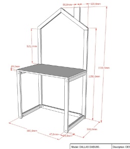 Birou în formă de Căsuță, Antracit, Pin Masiv – Dallas – Vipack - Img 3