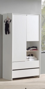 Dulap Kiddy cu 2 Uși și 2 Sertare, pentru Camera Copii, Alb – Vipack - Img 1