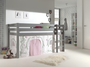 Pat copii supraînălțat Vanessa cu husă Castel Birdy pentru copii – Vipack [Dimensiuni: 208x98x114 cm] - Img 2