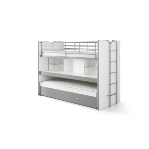 Pat Supraetajat cu Pat Suplimentar și Birou Extensibil, Argintiu, 90 x 200 cm (Metal și PAL) – Bonny – Vipack - Img 5
