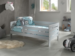 Pat Toddler pentru copii, 70 x 140 cm, gri, din pin masiv – Vipack - Img 1