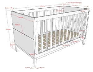 Pătuț Transformabil EVA 70x140 cm, pentru Copii, Alb – Vipack - Img 3