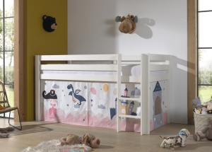 Perdea de joacă cu tema PRINȚESA SOPHIE pentru pat semi-supraetajat pentru copii PINO, alb roz – Vipack - Img 4