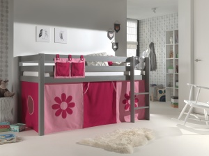 Perdea de joacă PINK FLOWER pentru pat semi-supraetajat copii PINO – Vipack - Img 1