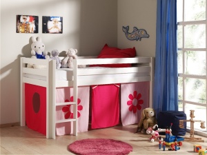 Perdea de joacă PINK FLOWER pentru pat semi-supraetajat copii PINO – Vipack - Img 4