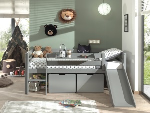 PINO SET DE 2 SERTARE PENTRU Pat copii MATRIMONIAL H85CM GRI - Img 2
