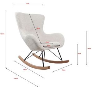 Scaun balansoar bej din colecția Rocky cu tapițerie bouclé – ideal pentru relaxare și decor – Vipack