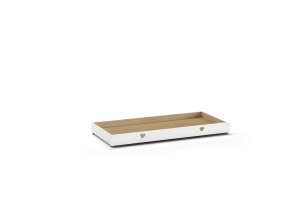 Sertar Pat AMORI pentru Copii, 90x190 cm, Alb (Pin Scandinavian și MDF), Design Romantic – Vipack - Img 2