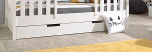 Sertar Pat pentru Patul Căsuță, 90x190 cm, Alb (Pin Masiv și MDF) – Babs – Vipack - Img 1
