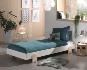 Set 2 paturi stivuibile copii MODULO alb, din MDF și pin masiv, cu somiere cu lamele incluse – Vipack - Img 7