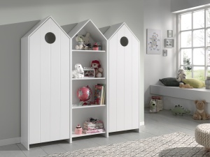 Set 3 Dulapuri pentru Copii Căsuță, Alb, (MDF) – CASAMI – Vipack - Img 1