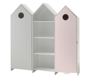 Set 3 Dulapuri pentru Copii Căsuță, Alb și Roz, (MDF) – CASAMI – Vipack - Img 2