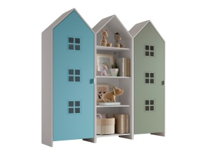 Set 3 Dulapuri pentru Copii Căsuță, Albastru și Verde, (MDF) – CASAMI BRUGES – Vipack - Img 2