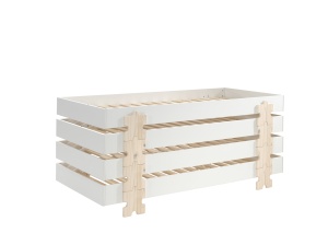 Set 4 paturi stivuibile pentru copii MODULO, alb, din MDF și pin masiv, cu somiere cu lamele incluse – Vipack - Img 2